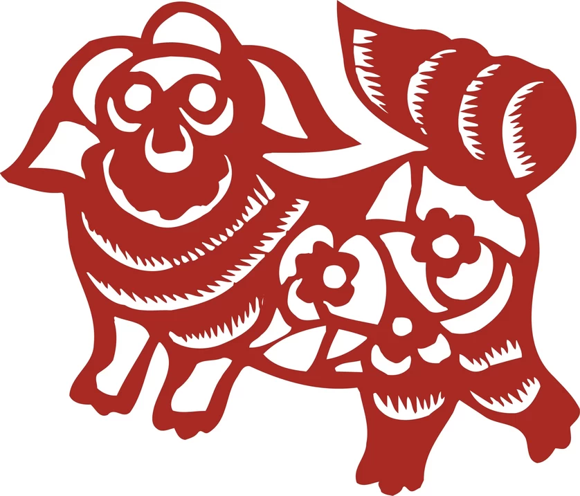 中国风中式传统喜庆民俗人物动物窗花剪纸插画边框AI矢量PNG素材【519】